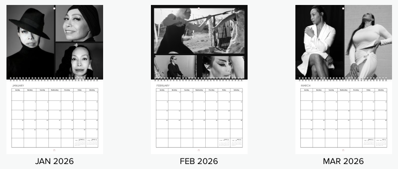 2026 Calendar - Michelle Manu in Black and White